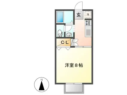 プレジール城の内IIIA(1K/2階)の間取り写真