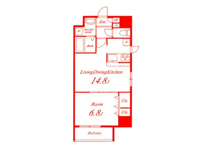 ジィクシア湘北(1LDK/8階)の間取り写真