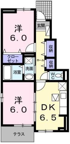 ストロベリーガーデンB(2DK/1階)の間取り写真