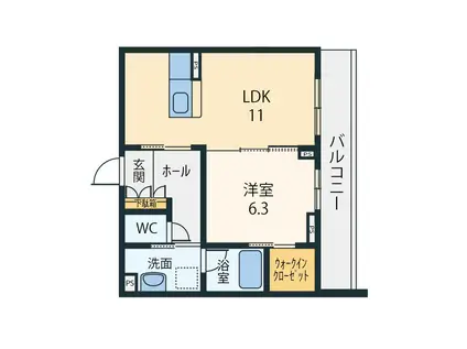 SCHWARZBURG橿原(1LDK/2階)の間取り写真