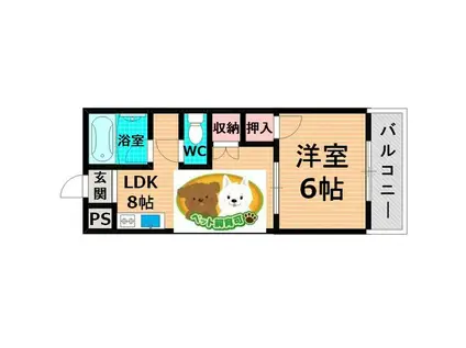 エクセル太子橋II(1LDK/2階)の間取り写真