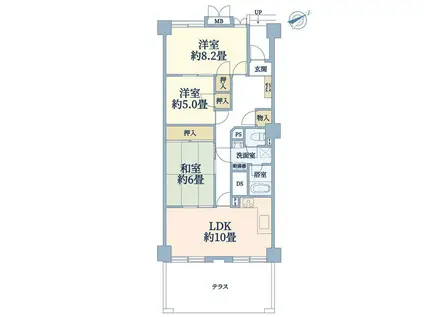 梶ヶ谷ビレジB棟(3LDK/1階)の間取り写真
