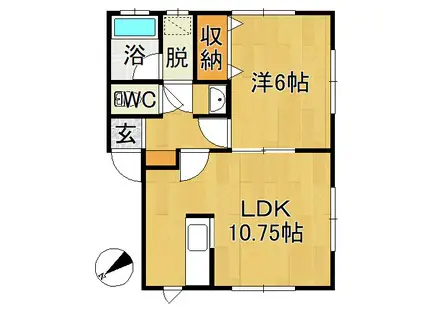 サンスコーレ清原B(1LDK/2階)の間取り写真