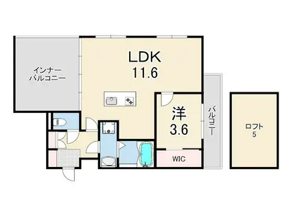 MICA ELENO(1LDK/2階)の間取り写真