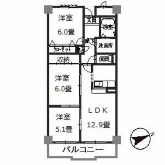 プルミエールI・K(3LDK/2階)の間取り写真
