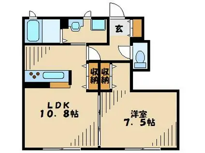 ハピネスIII(1LDK/1階)の間取り写真