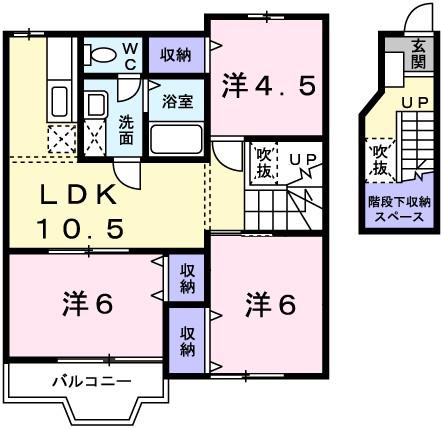 ガーデンハイムN(3LDK/2階)の間取り写真