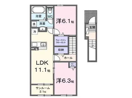 アルトプエンテ II(2LDK/2階)の間取り写真