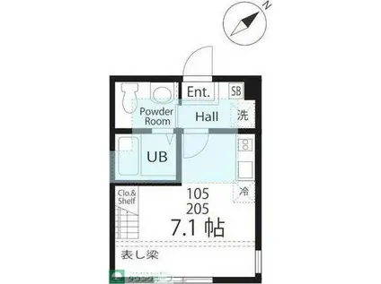 ハーミットクラブハウス花月(ワンルーム/2階)の間取り写真