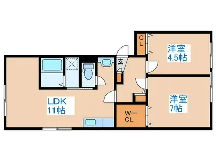 クリオ牧(2LDK/2階)の間取り写真