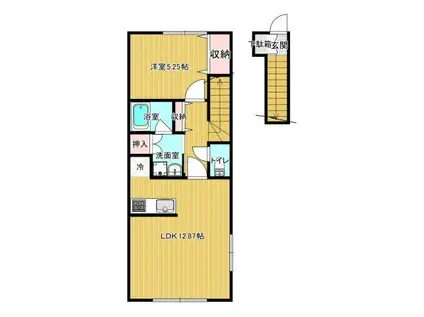 ブルジェオンB(1LDK/2階)の間取り写真