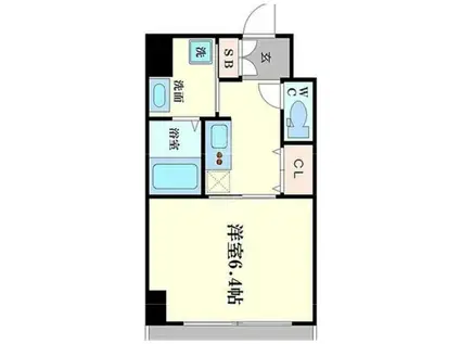 クレビオス難波イースト(1K/6階)の間取り写真