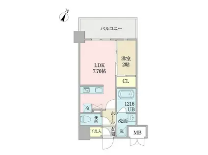 プロシード日赤通(1LDK/6階)の間取り写真