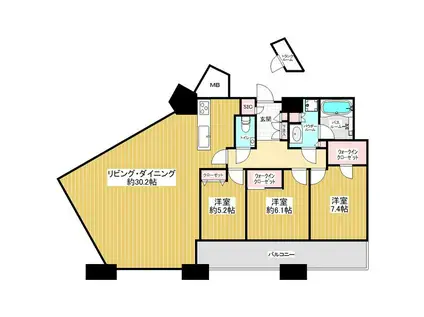 アイタワー(3LDK/30階)の間取り写真