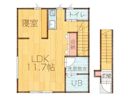 グランデール白山(1LDK/2階)の間取り写真
