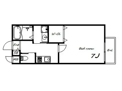 ワコーレヴィータ神戸グランパルク(1K/1階)の間取り写真