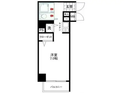 ヒルズ駒場東大前(ワンルーム/1階)の間取り写真