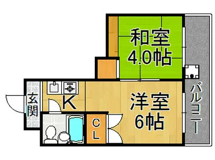 シンコ―ヴィラ(1DK/1階)の間取り写真