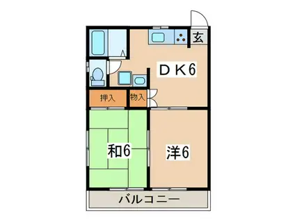 生田ハイツ(2DK/2階)の間取り写真