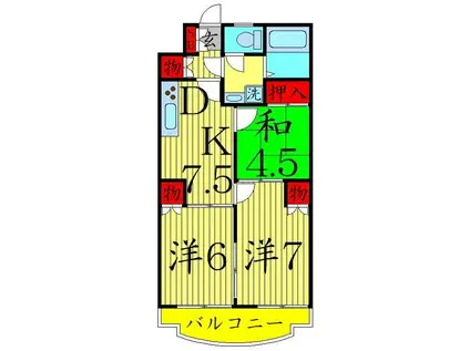 パークハイツ第2倉本(3DK/2階)の間取り写真