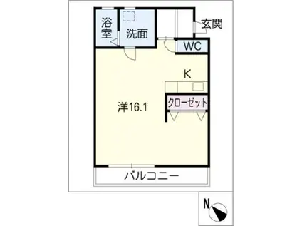 アメニティ住崎III(ワンルーム/2階)の間取り写真