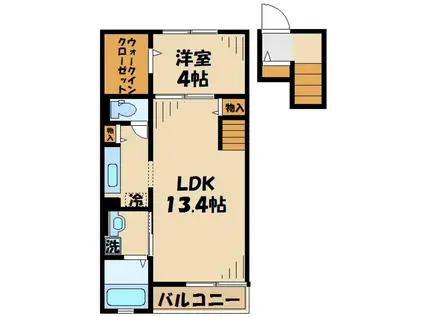 SUNNYSIDE サニーサイド(1LDK/4階)の間取り写真