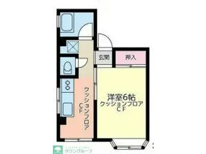 ファミール大和(1DK/4階)の間取り写真