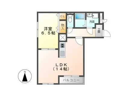 ハートフル・サン・フローラ(1LDK/2階)の間取り写真