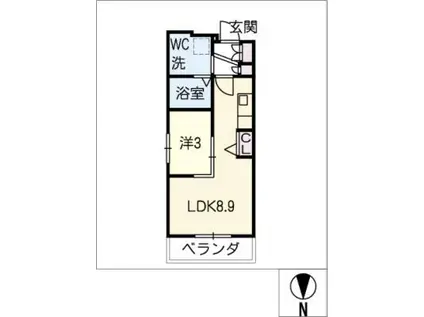 SOLEIL御器所(1LDK/4階)の間取り写真