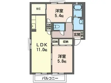 セゾン・ヴィラージュD(2LDK/1階)の間取り写真