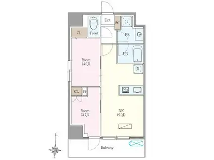 ロイジェント扇橋(2DK/6階)の間取り写真