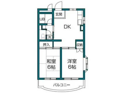 アミティー烏山(2DK/2階)の間取り写真