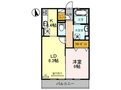 ハンズレジデンス泉(1LDK/3階)の間取り写真