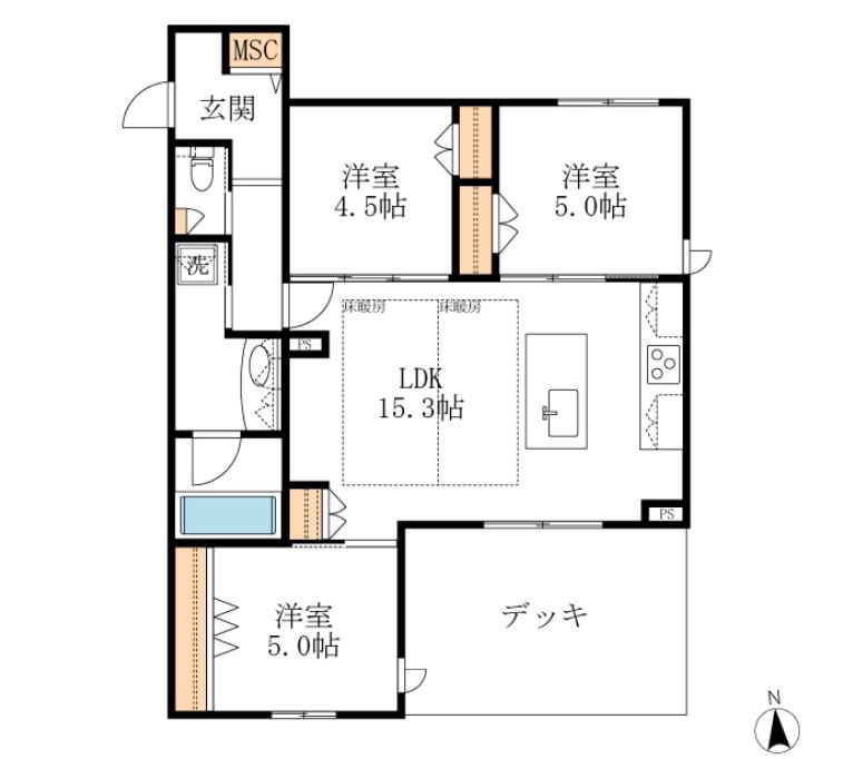 プランドール南流山(3LDK/1階)の間取り写真