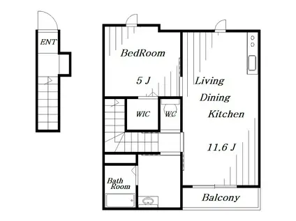LINA(1LDK/2階)の間取り写真