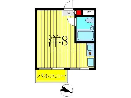 パレ・ドール高砂I(ワンルーム/4階)の間取り写真