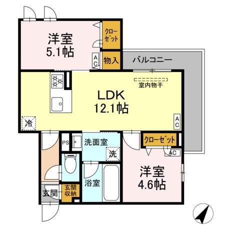 セレスティア細田A(2LDK/2階)の間取り写真
