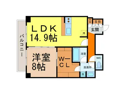 グラヴィス鶴舞(1LDK/9階)の間取り写真