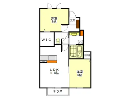 ファミール桜田(2LDK/1階)の間取り写真