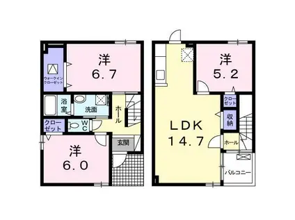 アヴェニューサイドハウスII(3LDK/1階)の間取り写真
