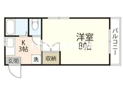 リトルハイム長岡61(1K/2階)の間取り写真