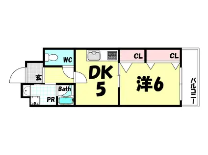 コスタレイ神戸三宮(1DK/8階)の間取り写真