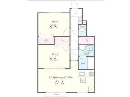 アーバン新家(2LDK/1階)の間取り写真
