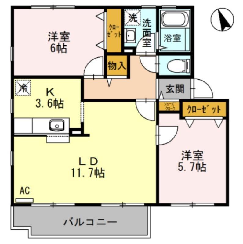 フォレストアベニュー(2LDK/2階)の間取り写真