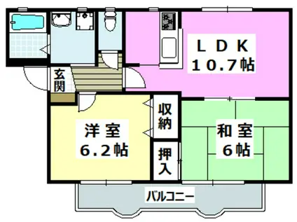 ラフォーレ弥生(2LDK/1階)の間取り写真
