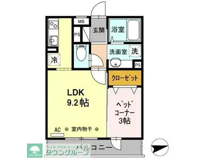 ワイズヴィラ上大岡(1LDK/1階)の間取り写真