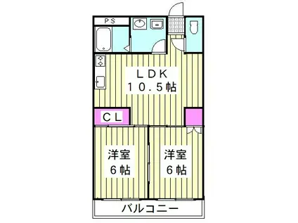 モンターリーブル(2LDK/2階)の間取り写真