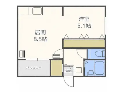 コート・モンターニュB(1LDK/2階)の間取り写真