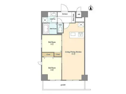 グランカーサ南千住(2LDK/4階)の間取り写真