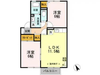 エルフタウン吉久 N(2LDK/1階)の間取り写真